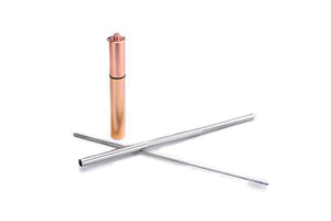 Extendable Stainless Steel Straw in Rose Gold Carrying Case : Travel Straw Collection