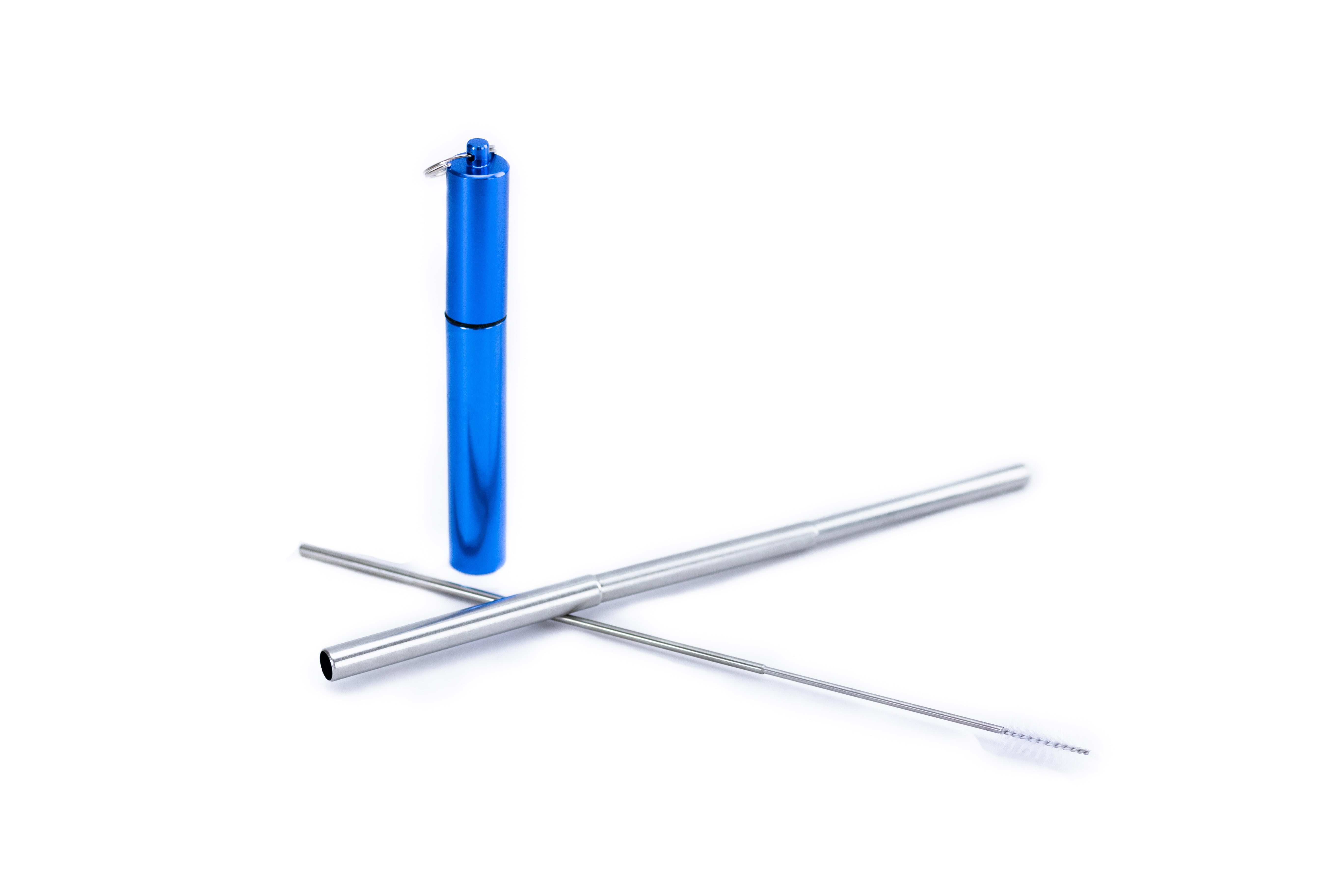 Extendable Stainless Steel Straw in Blue Carrying Case : Travel Straw Collection