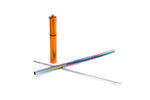 Extendable Rainbow-Colored Stainless Steel Straw in Baja Orange Carrying Case : Travel Straw Collection