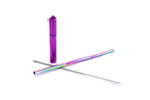Extendable Rainbow-Colored Stainless Steel Straw in Magenta Carrying Case : Travel Straw Collection