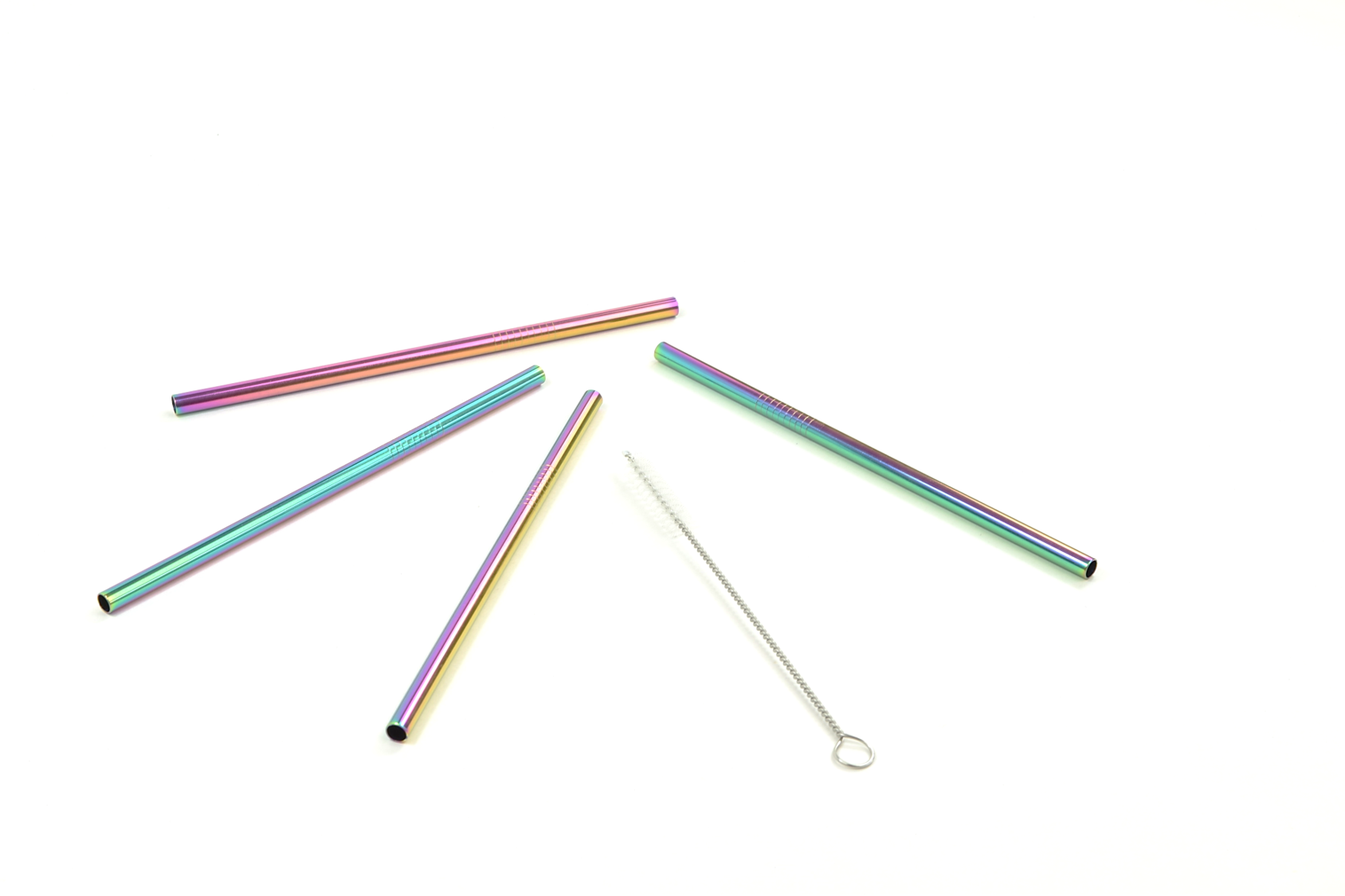 4-Piece Rainbow-Colored Cocktail Stainless Steel Straw Set