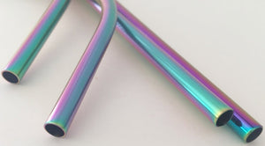 Rainbow-Colored Stainless Steel Straws, Extra Long and Regular