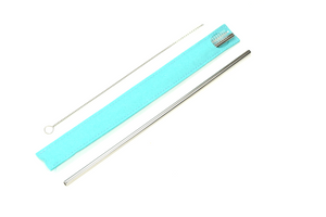 Single Stainless Steel Straw in a Turquoise Case : Single Straw Collection